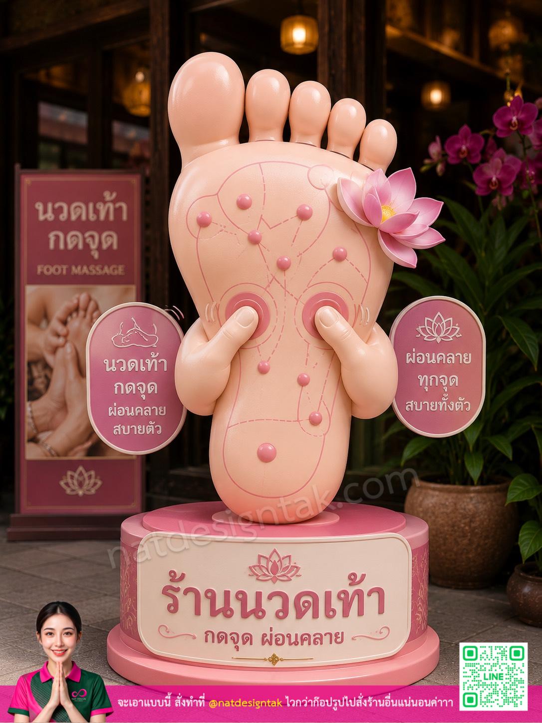 มาสคอตร้านนวดสีชมพูจากงานพิมพ์ 3D สำหรับสร้างจุดเด่นหน้าร้าน